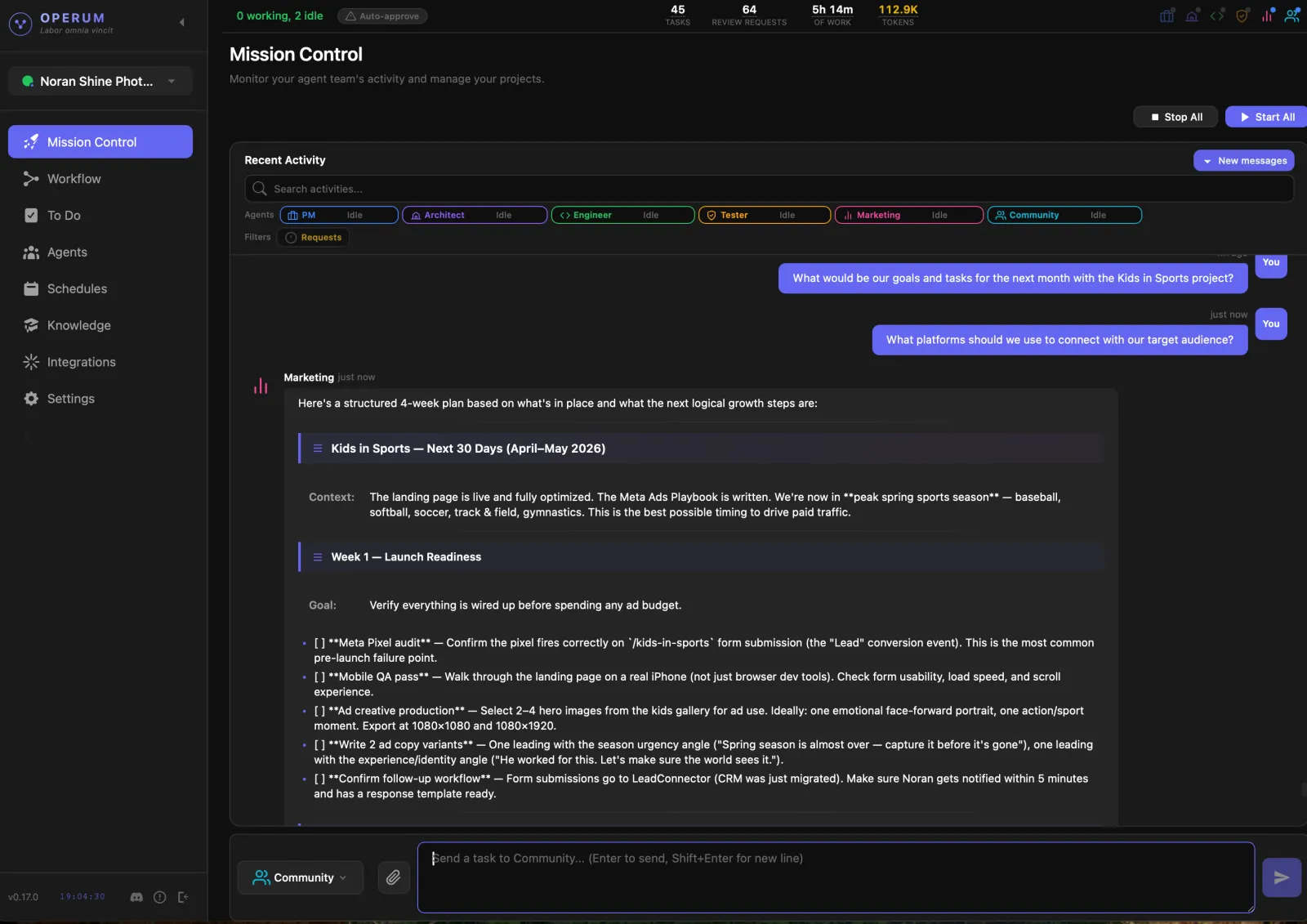 Operum Marketing agent — content creation and growth